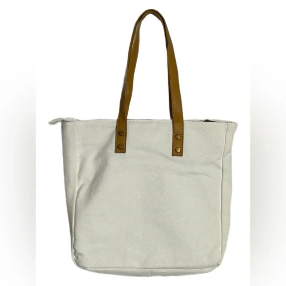 Cozy Earth White Zippered too Top Tote Bag  Casual Minimalist - Picture 2 of 7